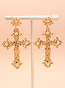 1雙交叉形狀鋅合金耳環帶水鑽細節適合女士,派對禮物