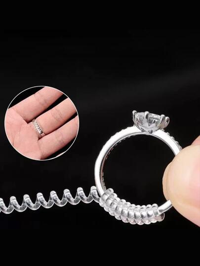 6 st ringstorleksjusterare för kvinnor, transparent silikonmaterial, lämplig för lösa ringar, kan användas som ringstorleksmätare, smyckesskydd, avståndshållare, storleksjusterare, adapter, passar nästan alla ringstorlekar.