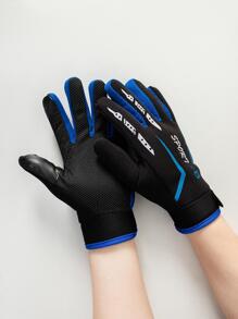 1 雙秋冬戶外騎行運動防滑耐磨全指觸摸屏手套 - 黑色 - 查看 2