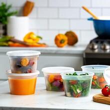 16 oz [50 Sets] Deli Plastic Food Prep Storage Containers with Lids BPA FREE - Clear - View 6