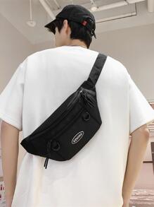 de moda Cangurera para hombres , casual deportivo Bolsa de almacenaje para exterior con desplazamiento - Negro - Ver 1