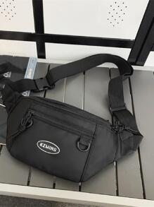 de moda Cangurera para hombres , casual deportivo Bolsa de almacenaje para exterior con desplazamiento - Negro - Ver 2