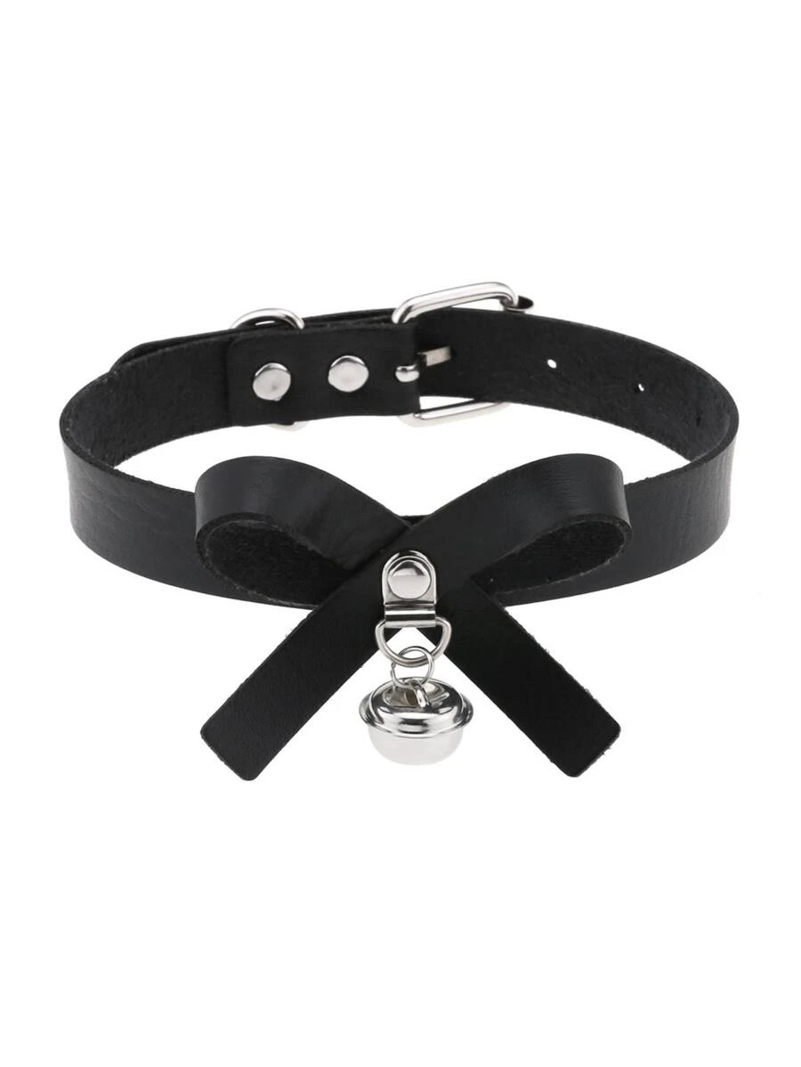 Thời trang Chuông Vòng cổ choker Đen Vòng đeo cổ Punk Dễ thương Nơ Vòng cổ Cô gái Goth Đồ trang sức - màu đen - Xem 1