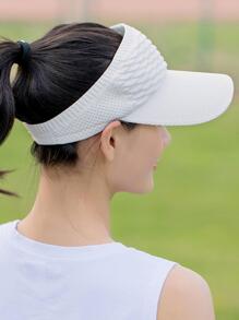 女性遮陽帽，針織帽，彈性運動帽，空頂快干寬檐高爾夫帽，休閑風格 - 白色 - 查看 4