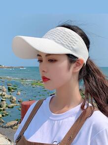 女性遮陽帽，針織帽，彈性運動帽，空頂快干寬檐高爾夫帽，休閑風格 - 白色 - 查看 5