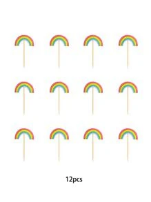 12入組彩虹主題彩色紙杯蛋糕裝飾