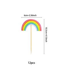 12入組彩虹主題彩色紙杯蛋糕裝飾