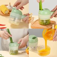 4 In 1 Handheld Electric Vegetable Cutter Multifunction Fruit Slicer Chopper US - 綠色 - 查看 4
