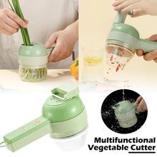 4 In 1 Handheld Electric Vegetable Cutter Multifunction Fruit Slicer Chopper US - 綠色 - 查看 9