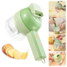 4 In 1 Handheld Electric Vegetable Cutter Multifunction Fruit Slicer Chopper US - 綠色 - 查看 10