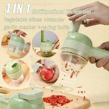 4 In 1 Handheld Electric Vegetable Cutter Multifunction Fruit Slicer Chopper US - 綠色 - 查看 1
