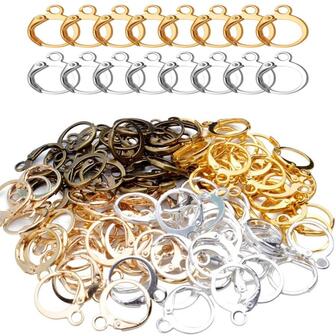 100入组/批耳環掛鉤金屬絲設置底座耳環箍適用於珠寶製作用品