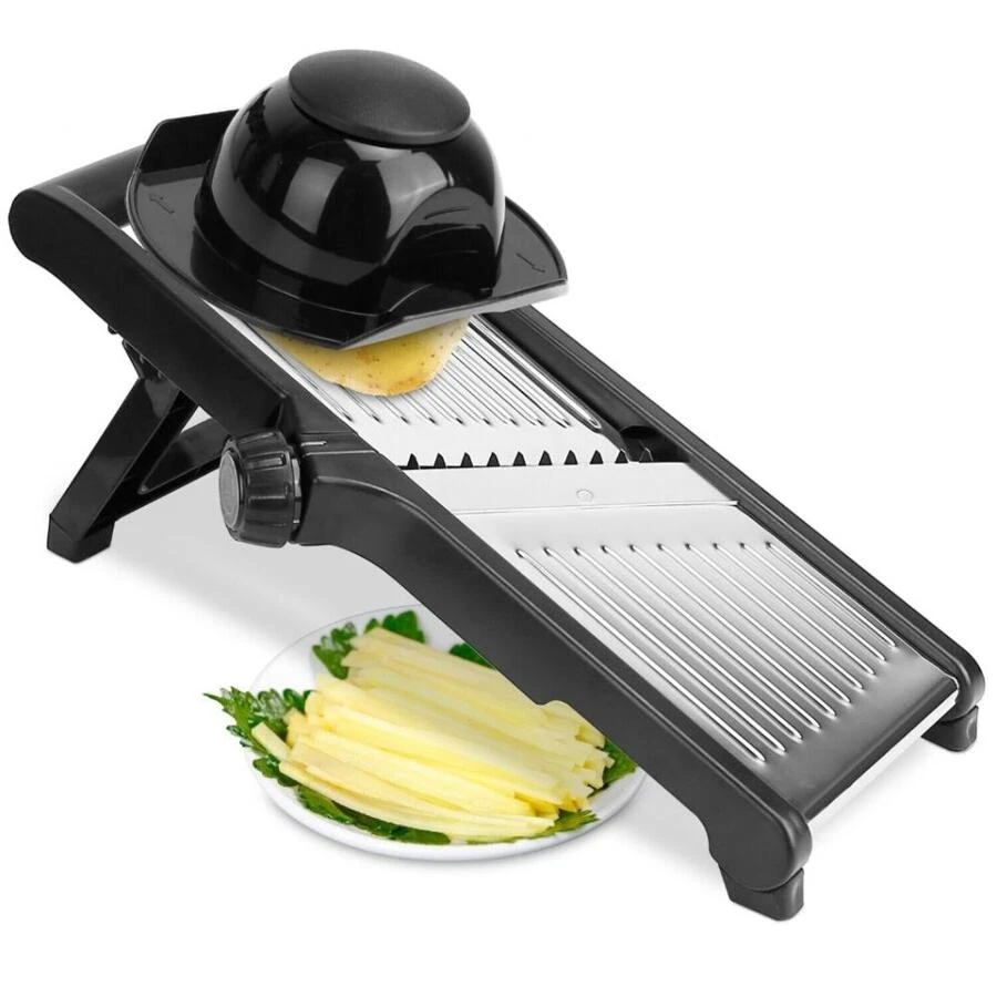 Mandoline Food Fruit Vegetable Slicer Cutter Chopper Adjustable Stainless Steel - Black - View 1