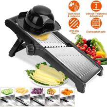 Mandoline Food Fruit Vegetable Slicer Cutter Chopper Adjustable Stainless Steel - Black - View 10