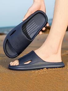 時尚拖鞋適合男士,剪裁設計單帶拖鞋 - 藍色 - 查看 3