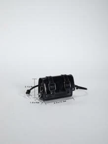 迷你時尚翻蓋單肩包 - 黑色 - 查看 6