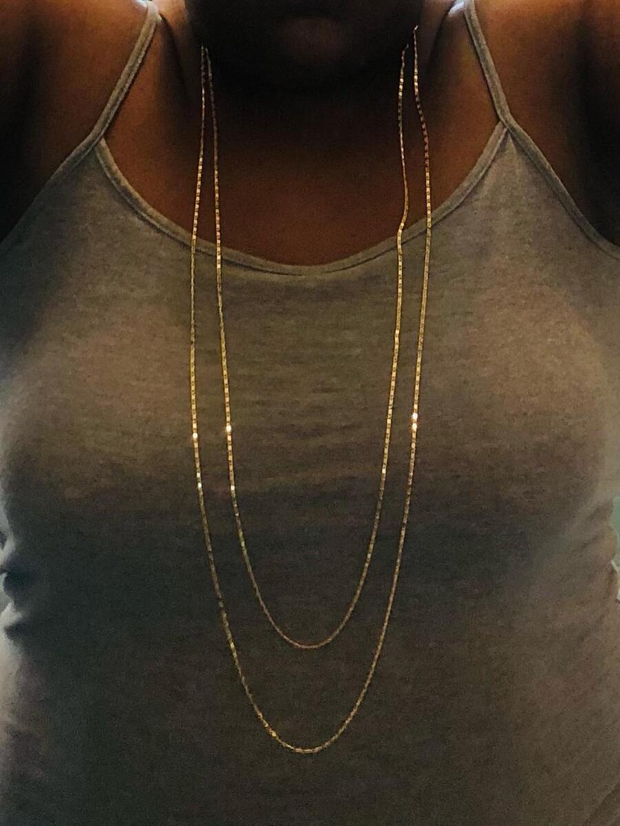 Minimalist long Layered Necklace - Gold - View 1