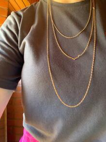 Minimalist long Layered Necklace - Gold - View 3