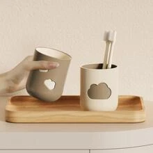 1 chiếc cốc súc miệng thiết kế hình đám mây trang trí phòng tắm gia đình - Màu be - Xem 4