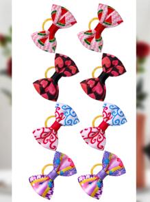 20 cái hỗn hợp màu Pet Head Flower Gingham Ribbon Bow Phụ kiện thú cưng cổ điển Ban nhạc đàn hồi - Nhiều màu - Xem 7