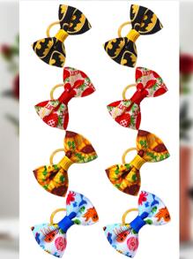 20 cái hỗn hợp màu Pet Head Flower Gingham Ribbon Bow Phụ kiện thú cưng cổ điển Ban nhạc đàn hồi - Nhiều màu - Xem 8