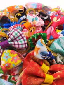 20 cái hỗn hợp màu Pet Head Flower Gingham Ribbon Bow Phụ kiện thú cưng cổ điển Ban nhạc đàn hồi - Nhiều màu - Xem 2
