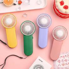 1pc Plastic Mini Fan, Modern Muted Portable Handheld Fan For Summer - Green - View 1