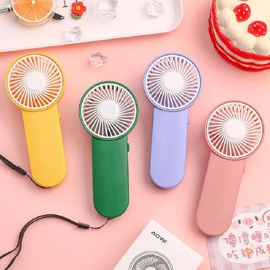 1pc Plastic Mini Fan, Modern Muted Portable Handheld Fan For Summer - Green - View 1