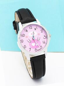 1 Trẻ Em Dây Đeo Polyurethane PU Dễ Thương Hoa Văn Hình Tròn Mặt Đồng Hồ Thạch Anh Cho Cuộc Sống Hàng Ngày - màu đen - Xem 3