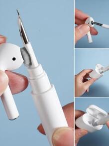 1入組塑膠清潔刷,現代三合一便攜清潔刷適用於耳塞式耳機 - 黑色 - 查看 2