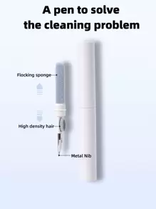 1入組塑膠清潔刷,現代三合一便攜清潔刷適用於耳塞式耳機 - 黑色 - 查看 6