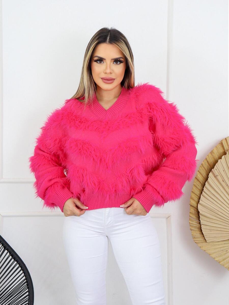 Women Sweaters - Màu Hồng Tươi - Xem 1