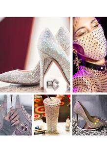 12 格指甲水钻 1.5 毫米-5 毫米 3D 美甲玻璃水晶 AB + 透明指甲石宝石珍珠水晶水钻 3D 魅力宝石指甲多形状 3D 指甲钻石用于美甲和 DIY 装饰 1 盒美甲水钻平底水钻珍珠指甲饰品用于丙烯酸指甲水晶美甲用品半圆形设计指甲宝石 - 黑色 - 查看 5