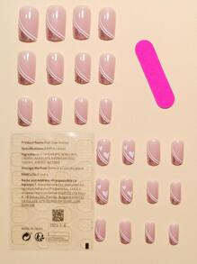 Trở nên quyến rũ với Bộ móng tay giả 24 chiếc họa tiết trái tim vuông ngắn Full Cover - Nhiều màu - Xem 3