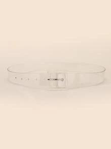 Y2K Clear Square Buckle Belt For Coats And Dresses Halloween Summer, School Fall, Autumn, Halloween - Clear - View 2