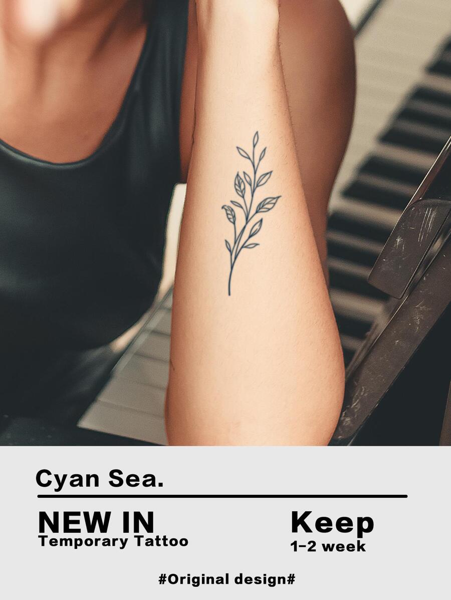 1sheet Leaf Pattern Tattoo Sticker