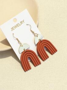 1雙女士們合金雕刻拱形亞克力耳環帶紋理質感 - 彩色 - 查看 1