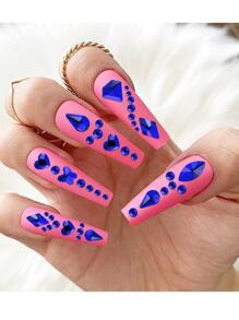 水晶 Ab 指甲水钻 1 盒 12 种形状指甲水钻，美甲水钻珠平底宝石用于美甲设计多形状玻璃水钻 60 颗多形状平底宝石水晶 +1.5-4 毫米圆珠，美甲钻石珠宝宝石 Ss4/Ss6/Ss8/Ss10/Ss12/Ss16 美甲用品指甲指甲饰物 - 寶藍色 - 查看 4