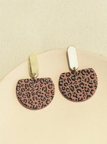 1 Nữ Màu Cà Phê Da Báo Hợp Kim & Đất Sét Họa Tiết Nửa Vòng Tròn Acrylic Bông Tai - Nhiều màu - Xem 5