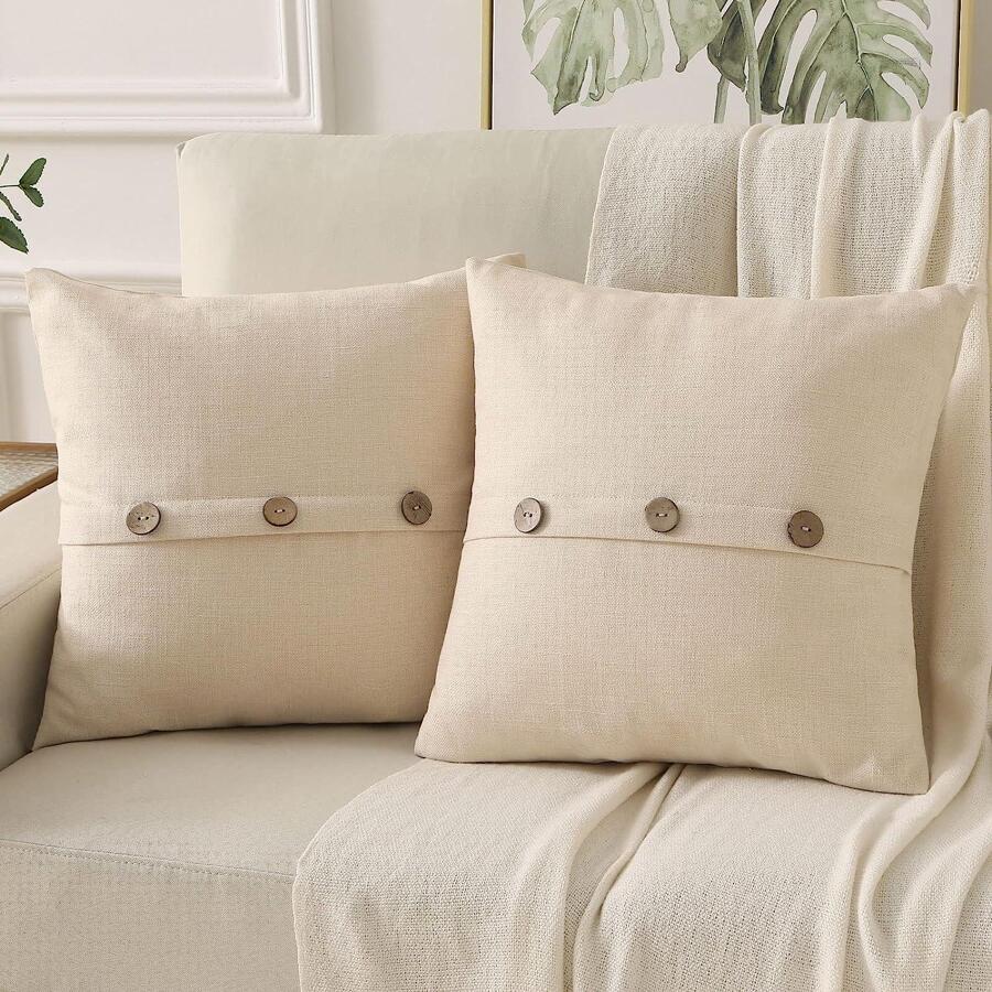 1 Đồng Bằng Vỏ Đệm Không Chất Độn, lanh nút gối cho ghế sofa, trang trí nhà cửa - Màu be - Xem 1