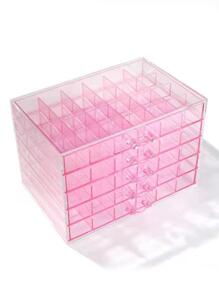 Organizador de maquillaje acrílico tocador caja de almacenamiento de cosméticos multifuncional - Rosa - Ver 3
