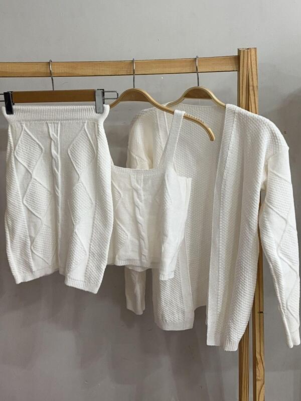 CONJUNTO  3 peças FEMININO CASACO COM REGATA COM SAIA  MODAL