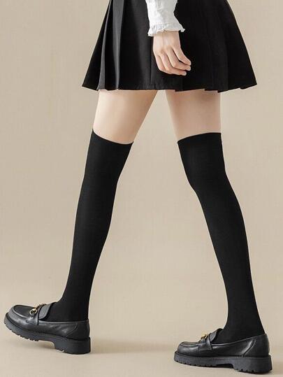Solid Stretchy Over The Knee Socks, Cozy