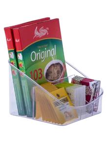 Kit 3 Organizador Multiuso c/ 4 Divisórias 18x17 Ideal p/ Organização de Cozinha Utensílios Material Resistente - Transparente - Visão 2