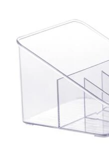 Kit 3 Organizador Multiuso c/ 4 Divisórias 18x17 Ideal p/ Organização de Cozinha Utensílios Material Resistente - Transparente - Visão 3