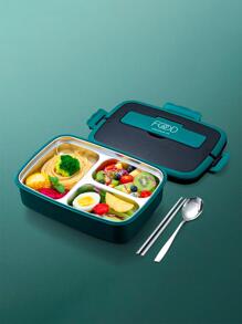 Pote Marmita Lancheira Térmico Com 3 Divisões Compartimento de Inox Com Suporte Para Celular - Verde - Visão 4