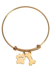 Pulseras Mujer Huella Perro, Regalos Amantes Perros Luckyly - Modelo Canny - Dorado - Ver 1