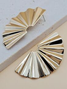 紋理質感金屬耳釘 - 金黃色 - 查看 5