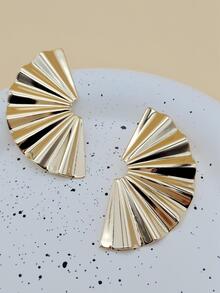 紋理質感金屬耳釘 - 金黃色 - 查看 2