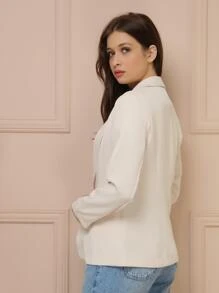 blazer alfaiataria feminino - Bege - Visão 2